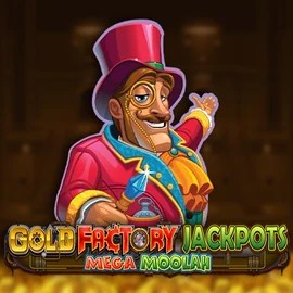Try Gold Factory Jackpots Mega Moolah slot by Aurum Signature Studios on sankrascasino.com – logo image